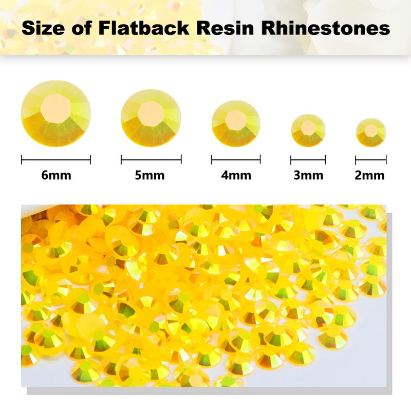 Briskbloom 2000PCS 4mm Resin Flatback Rhinestone, Topaz AB Color Flatback Jelly Resin Rhinestones for Mugs, Bottles, Tumblers, Craft Decoration, Loose Bling Glitter Diamond Stone - Image 3